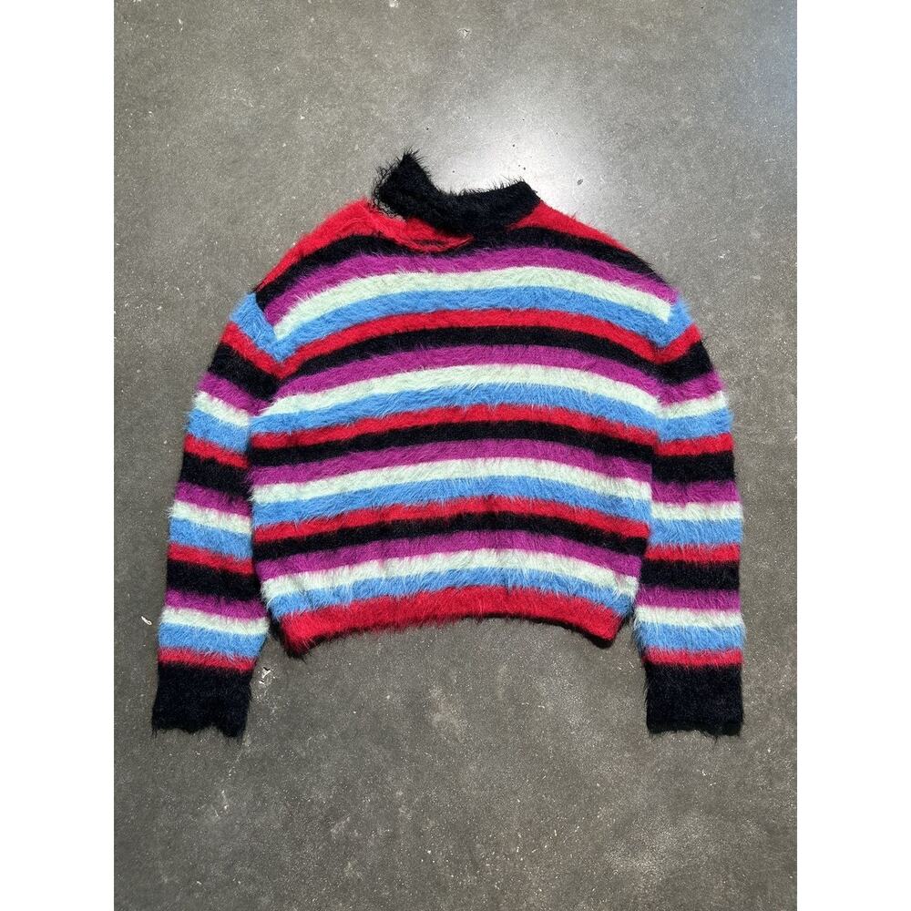 Candy stripper furry fuzzy striped sweater